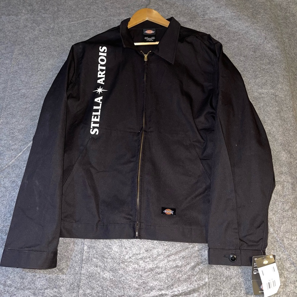 Stella Artois x Dickies Black Work Jacket Men’s XL — Brewery Logo Collab Zip Up